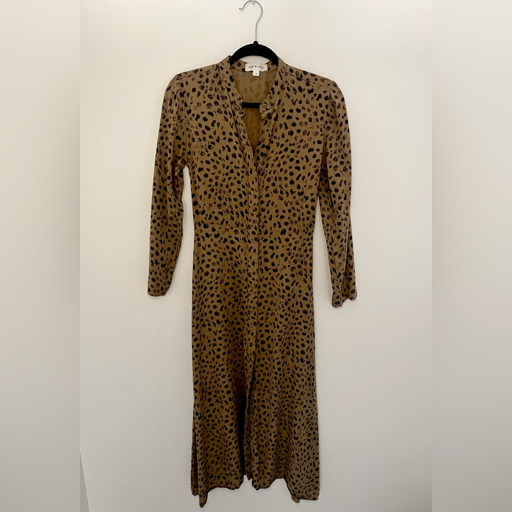 Cloth & Stone Long Sleeve Leopard Print Dress